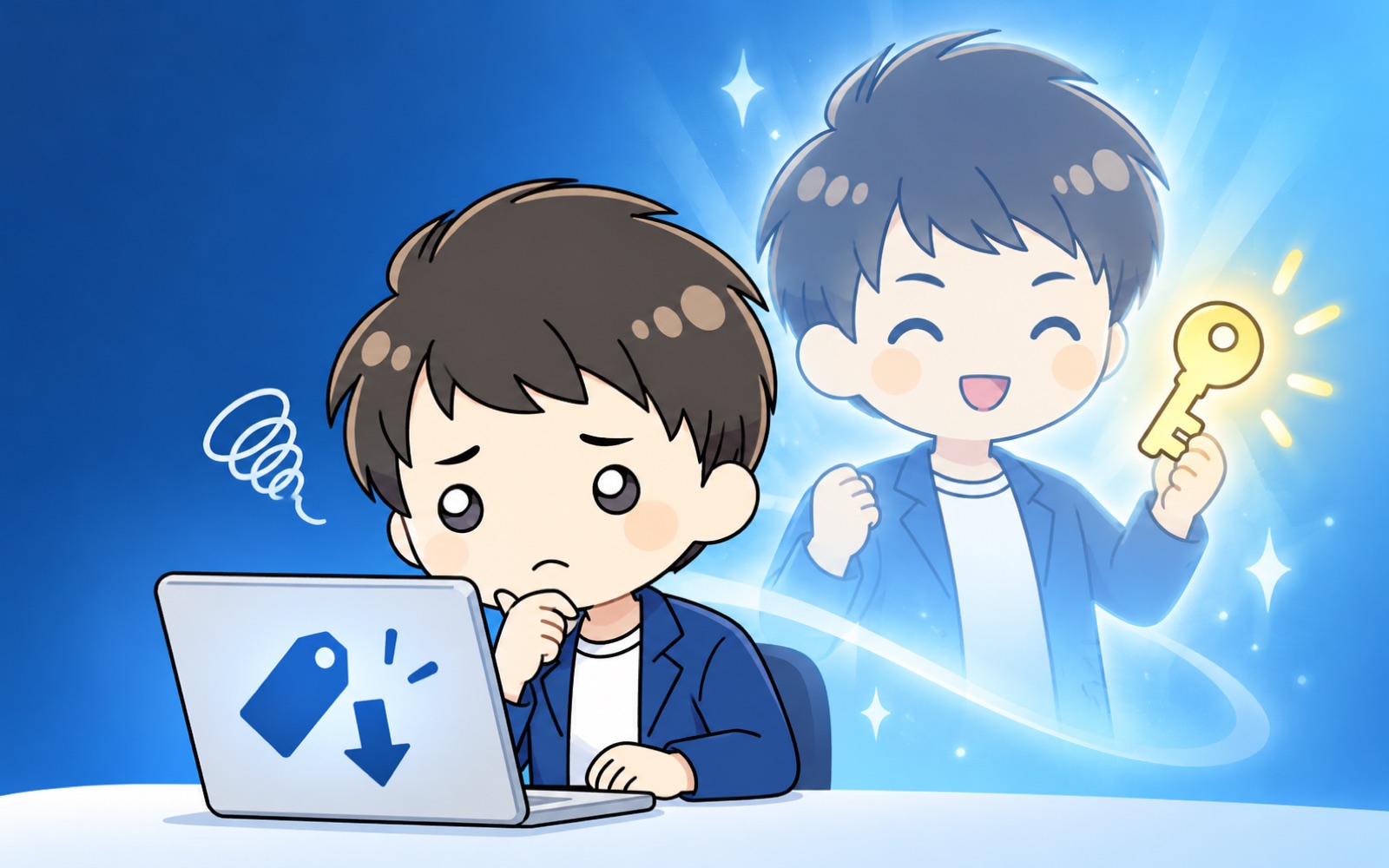 活動中だけどAI時代が不安な人のイラスト